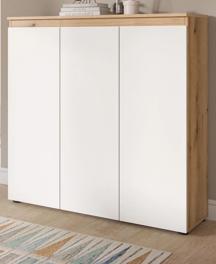 Kommode Assino von Inn.Furn in Weiß und Eiche, B/H: 105 x 111 cm - Bild 1