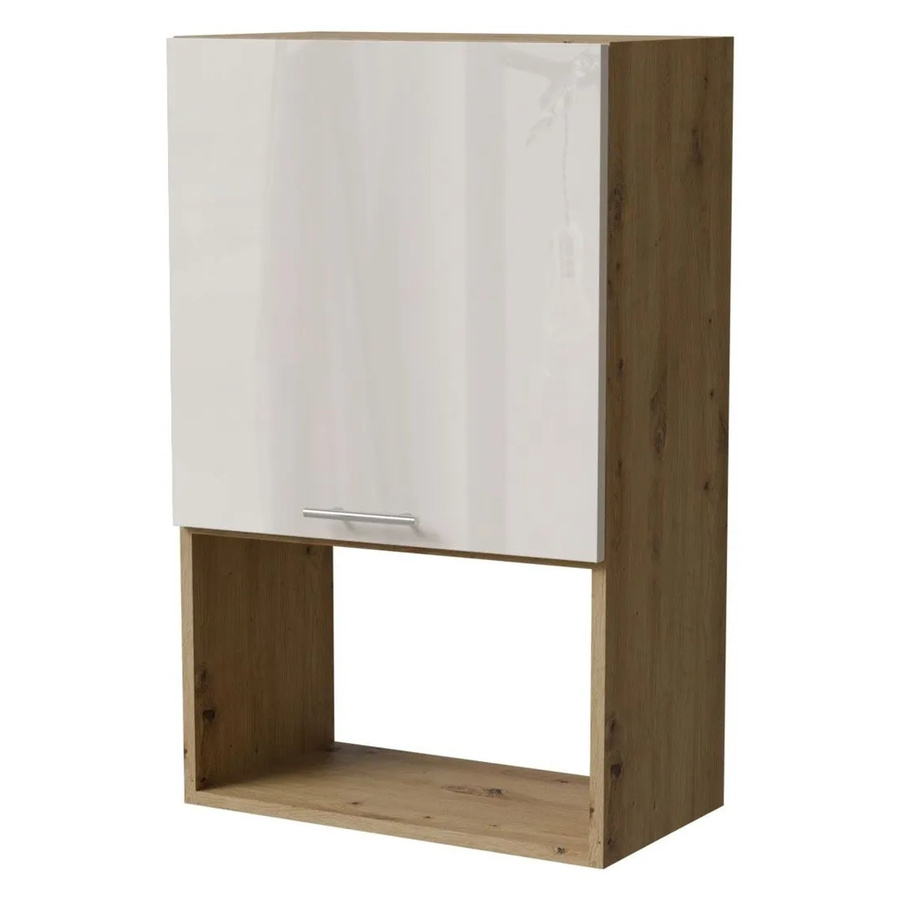 Feldmann-Wohnen Mikrowellenumbauschrank Brerra W4MK/60 in Eiche Artisan und RAL 9001 Creme Hochglanz, B/T/H: 60 x 32,5 x 96 cm - Bild 2