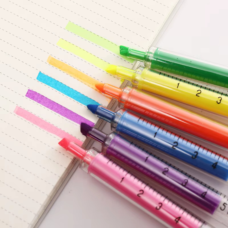 6er Set Spritzen-Textmarker in 6 verschiedenen Farben - Bild 2
