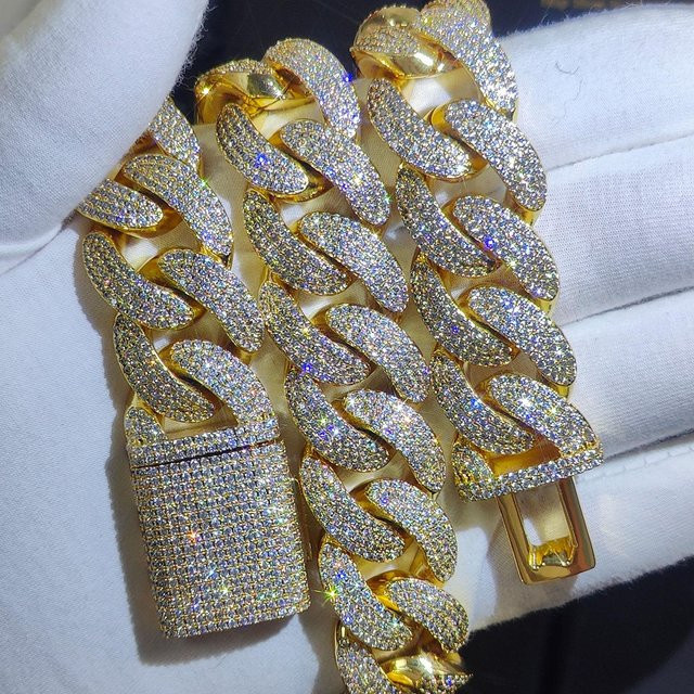 YIRAN Halskette, Cuban Link, Kupfer, Silber, Zirkonia, 50,8 cm, Unisex - Bild 1
