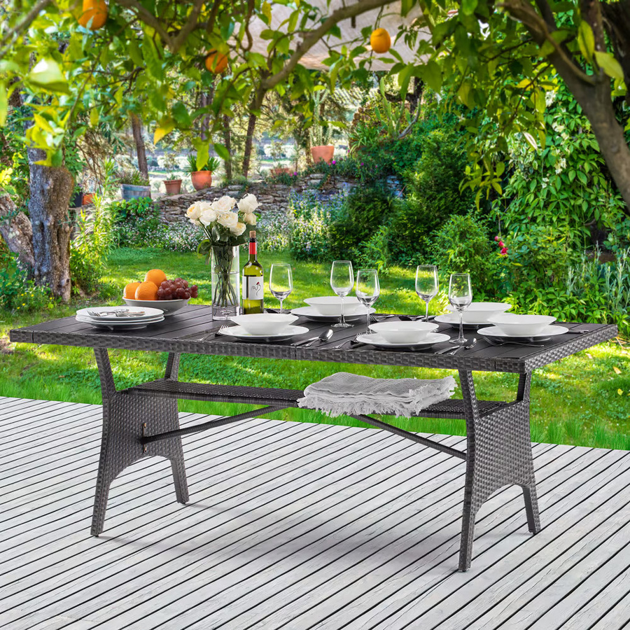 Casaria Polyrattan Gartentisch Takeo Grau WPC B/T/H: 190 x 90 x 75 cm - Bild 2