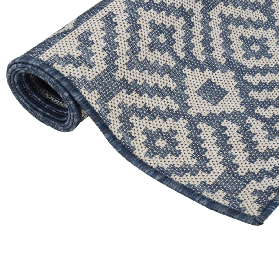 vidaXL Outdoor-Teppich Flachgewebe Blau Gestreift B/T: 100 x 200 cm - Bild 3
