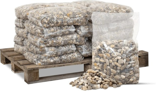 Galamio Zierkies Natur in Beige und Multicolour, grober Dekorgravel aus Naturstein, 500 kg Palette (25 x 20 kg) - Bild 1