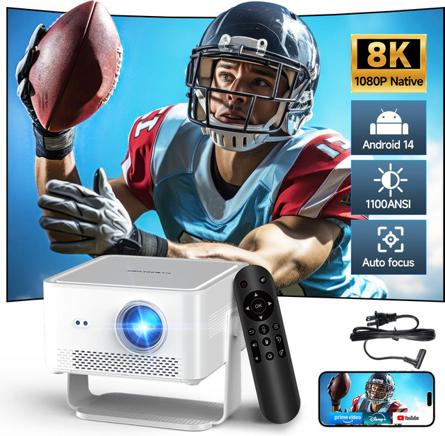 Magcubic HY450MAX Tragbarer Outdoor-Projektor in Weiß mit 1100 ANSI, 1080P Full HD, Autofokus, 8K-Unterstützung, Android 14 und WiFi6 - Bild 1