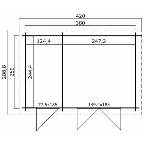 Lasita Gartenhaus Belmont Maja in Grüngrau, B/H/T: 420 x 222,3 x 288,8 cm - Bild 3