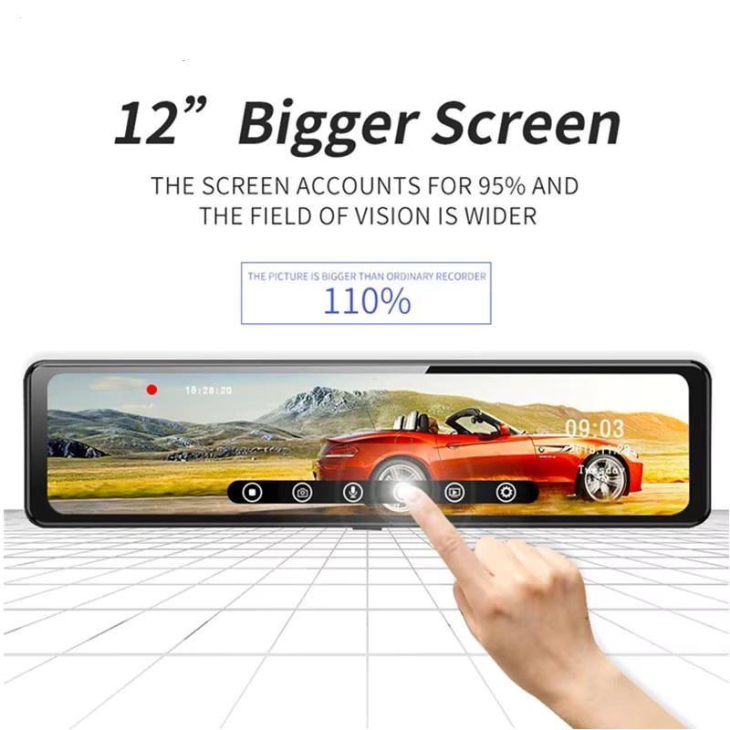Winkcron 12 Zoll Dash Cam Rückspiegel mit 4G, GPS, WIFI und ADAS, FHD 1080P Android 8.1 Dash Cam Recorder in Schwarz - Bild 3