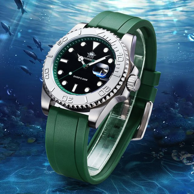 ADDIESDIVE Armbanduhr, Herren, Quarz, Edelstahl, 41 mm, Kautschuk, Schwarz - Bild 1