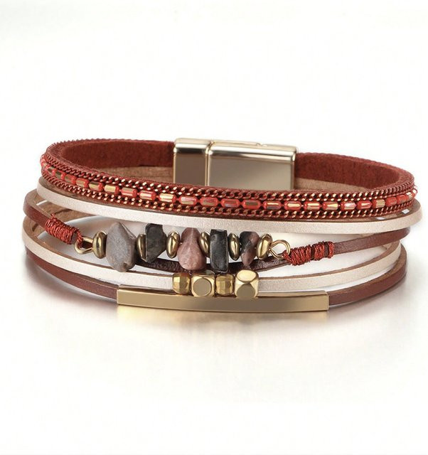 yuyongzhi Armband, Rindsleder, Perle, Messing, Grün, Damen - Bild 1