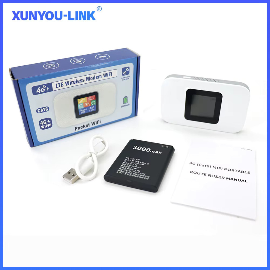 XUNYOU-LINK Mobiler WLAN-Router mit Wi-Fi 6 und 4G LTE Cat 6, Tragbarer Hotspot mit 3000mAh Akku in Weiß - Bild 5