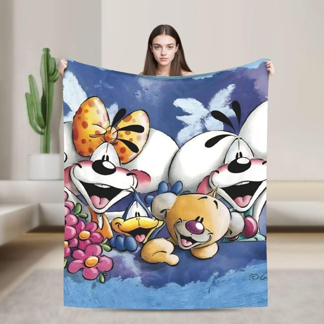 Diddl Plüschdecke für Kinder aus Flanell, blaue Überwurfdecke für Sofa und Bett, B x T: 150 x 200 cm - Bild 1