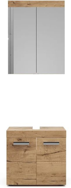 Vicco Badmöbel Set Luna in Eiche bestehend aus Spiegelschrank und Waschtischunterschrank - Bild 2