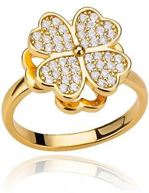 Ring Edelstahl, Zirkonia, Herz, Vierblättriges Kleeblatt, Damen - Bild 1