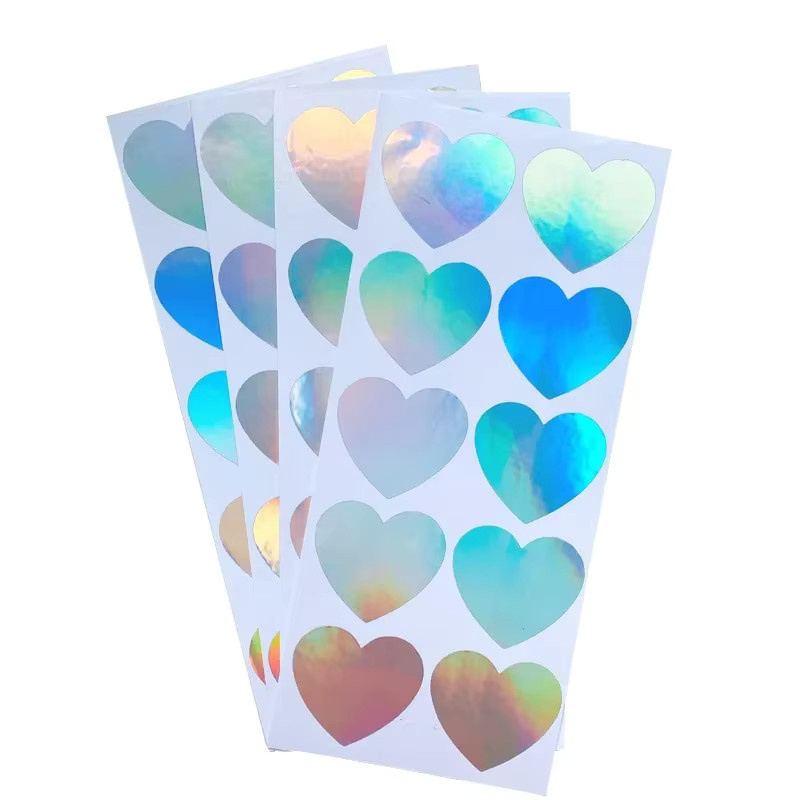 100 Stück Herzform Siegelaufkleber in Multicolour für Valentinstag, Geschenke und Scrapbook, wasserfest - Bild 1