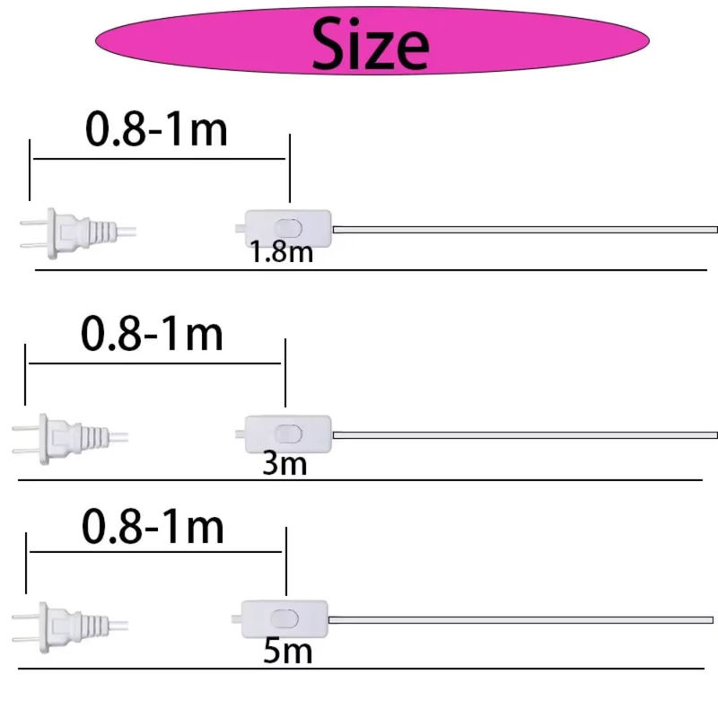 10er Set JOYINLED Netzkabel mit Schalterstecker in Schwarz und Weiß, internationales Standard-Elektrokabel mit Kupferdraht - Bild 5