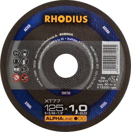 Rhodius Trennscheibe XT77 gerade für Metall, Durchmesser: 125 mm, Farbe: Schwarz - Bild 1