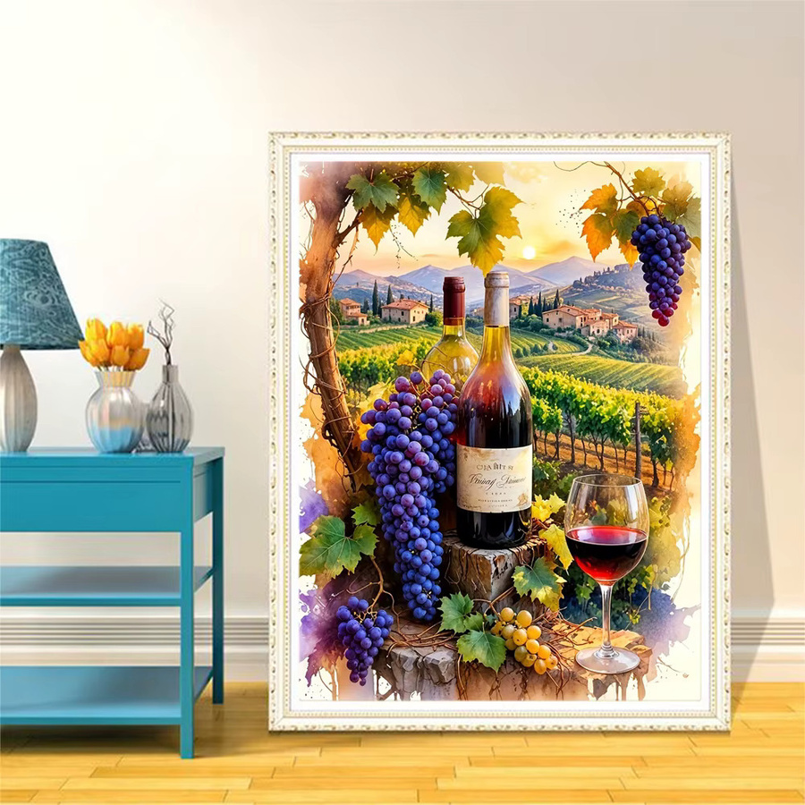 EverShine DIY Diamantmalerei Wein und Trauben Mosaik Set mit runden Bohrern in Mehrfarbig, B/H: 30 x 20 cm - Bild 3