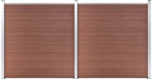 vidaXL Gartenzaun aus WPC und Aluminium in Braun, B/H: 353 x 186 cm - Bild 1