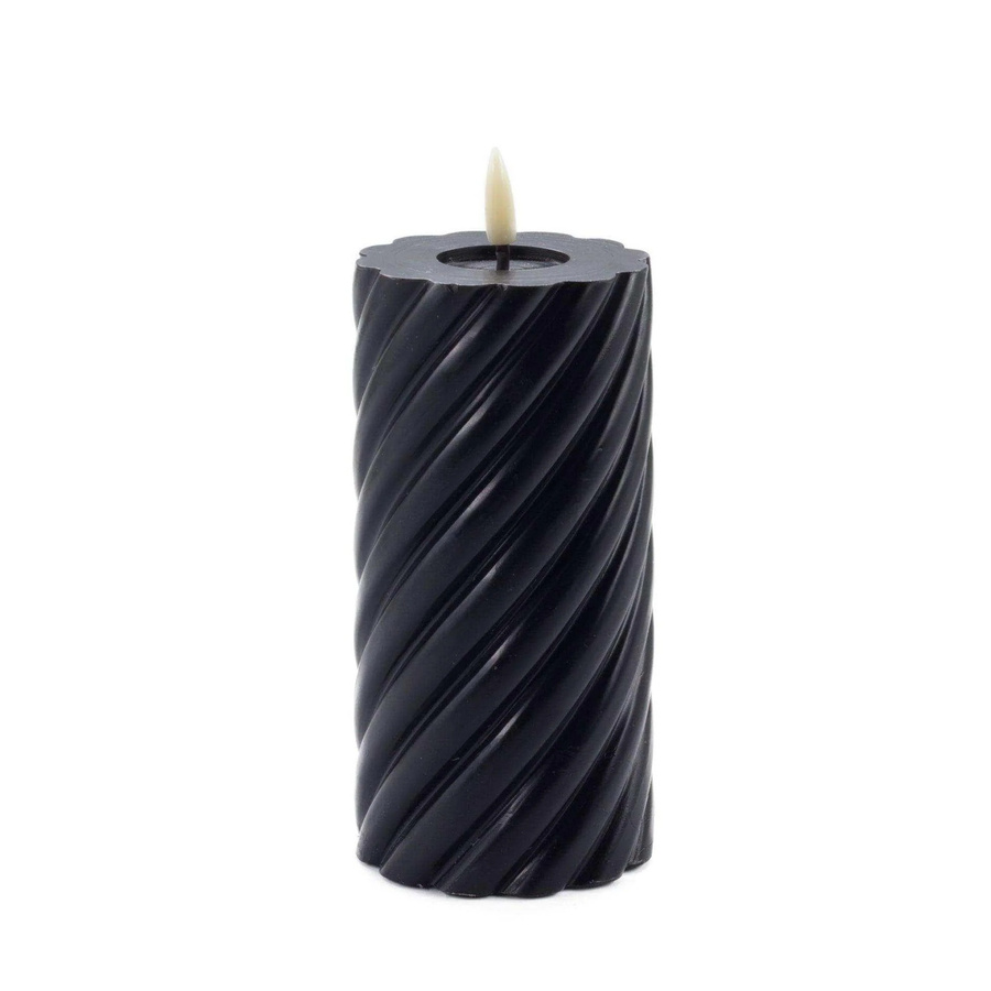 Mansion Swirl LED-Kerze Schwarz mit Flicker-Effekt, Höhe: 15 cm, Durchmesser: 7,5 cm - Bild 1