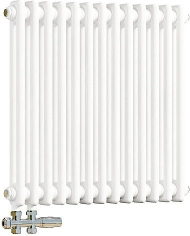 Duschparadies Heizkörper für Warmwasserbetrieb Weiß 671W 2-Säulen B: 60 cm, H: 60,5 cm - Bild 1