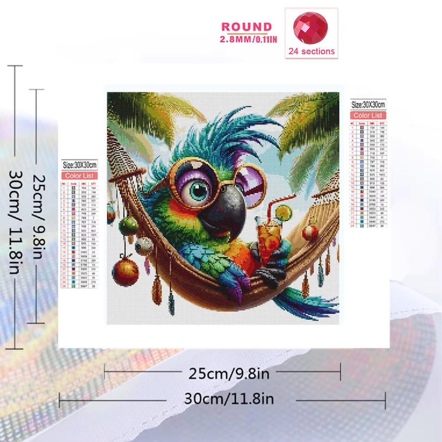 Momoart Diamant-Mosaik Set mit Tier-Motiv in Multicolour, Vollquadratisches Acryl-Bastelset für Dekoration und Stickerei, B/H: 20 x 20 cm - Bild 2