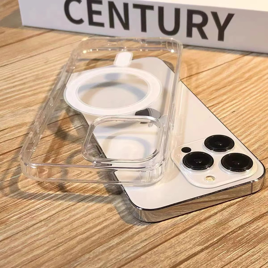 Transparente MagSafe kompatible Schutzhülle mit magnetischer kabelloser Ladefunktion für iPhone 11 12 13 14 15 Pro Max Mini X XR 7 8 Plus SE aus Acryl - Bild 2