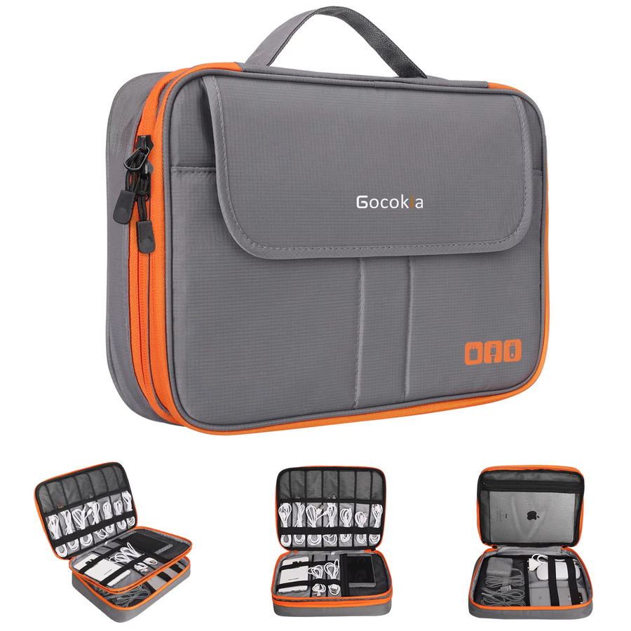 Acoki Reise-Organizer-Tasche für elektronisches Zubehör in Grau mit großer Kapazität für iPad, iPhone und Kabel - Bild 7