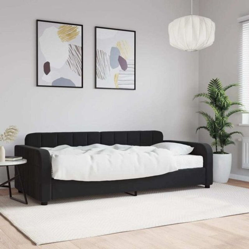 Vidaxl Polsterbett Tagesbett mit Matratze aus Samt und Metall in Schwarz B/T/H: 200 x 90 x cm - Bild 1