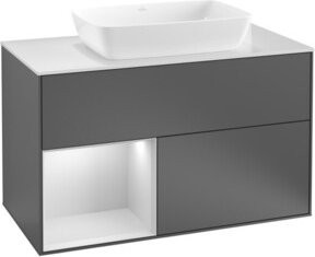V&B Waschtischunterschrank Finion 100 in Weiß und Grau lackiert, B/T/H: 100 x 50,1 x 50,1 cm - Bild 1