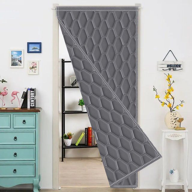 Thermisches Winter-Türvorhang aus Baumwolle in Braun, isolierend und blickdicht, H: 210 cm, B: 80 cm - Bild 1