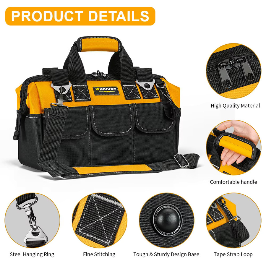 WINHUNT Hochleistungs-Werkzeugtasche mit 14 Taschen und verstellbarem Schultergurt - Bild 2