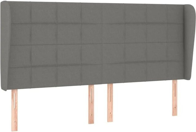 vidaXL Kopfteil mit Ohren in Dunkelgrau, gepolstertes Stoff-Kopfteil für das Schlafzimmer, Breite: 163 cm, Tiefe: 23 cm, Höhe: 118 cm - Bild 1