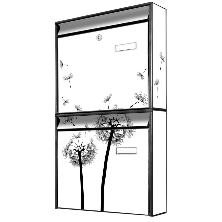 banjado Burg Wächter Briefkastenanlage für Mehrfamilienhäuser in Schwarz mit Pusteblume Motiv, B/H/T: 36,2 x 64,5 x 10 cm - Bild 1
