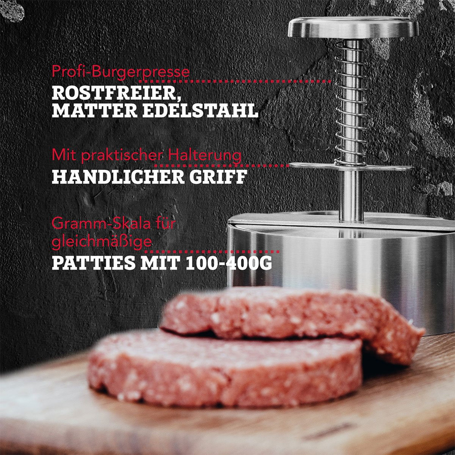 FMprofessional Profi-Burgerpresse aus Edelstahl in Silber, rund und spülmaschinenfest - Bild 3