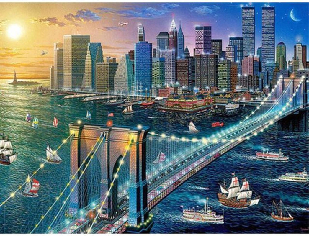 Boor Diamond Painting New York City Bridge Motiv Set, Mehrfarbig, B/H: 30 x 20 cm - Bild 1