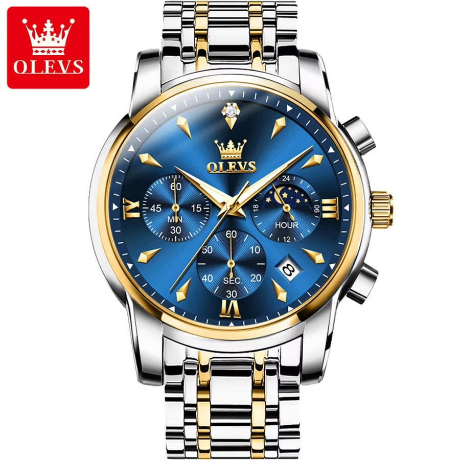 OLEVS Armbanduhr, Quarz, Edelstahl, Schwarz, Herren - Bild 7