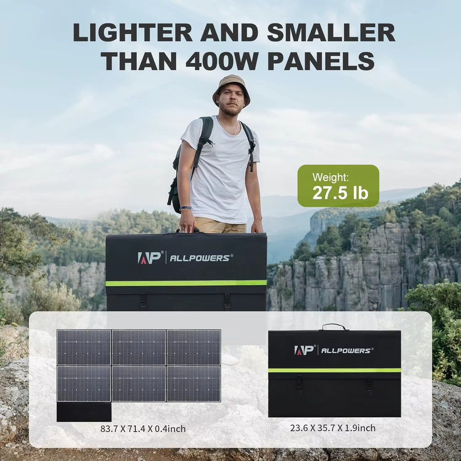 ALLPOWERS SP039 600 W faltbares Solarpanel in Schwarz, hocheffizientes Solarmodul und Solarladegerät für Boot und Camping - Bild 6