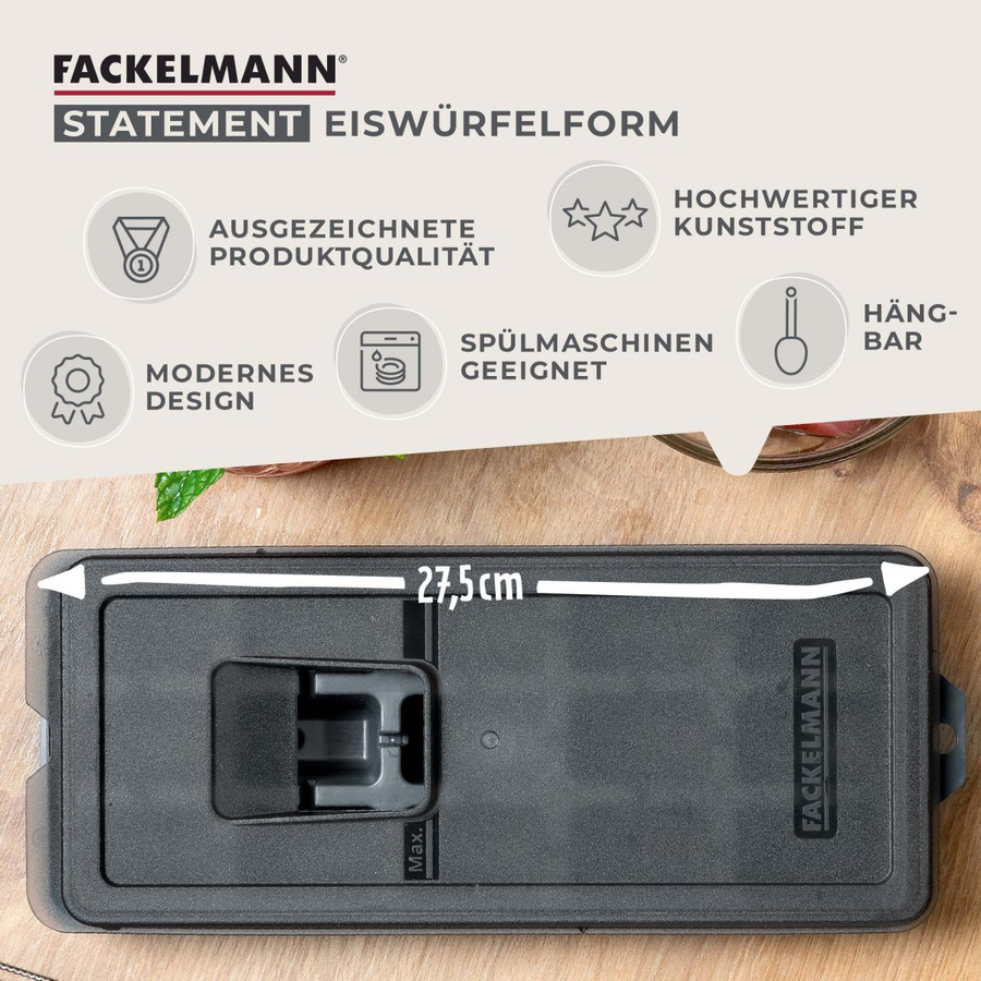 Fackelmann Eiswürfelform Statement mit Deckel, Grau, Kunststoff, spülmaschinenfest und auslaufsicher - Bild 2