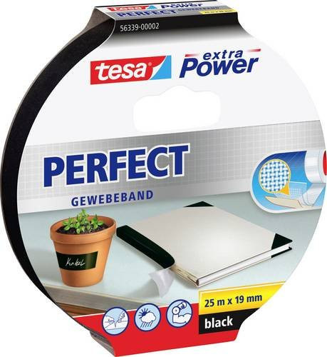 tesa extra Power Gewebeklebeband Schwarz Breite: 19 mm, Länge: 25 m - Bild 1