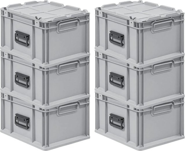 PROREGAL Spar Set 6 x Eurobox Nextgen Portable Transportbehälter Grau H x B x T: 23,5 x 40 x 30 cm, 20 Liter - Bild 1