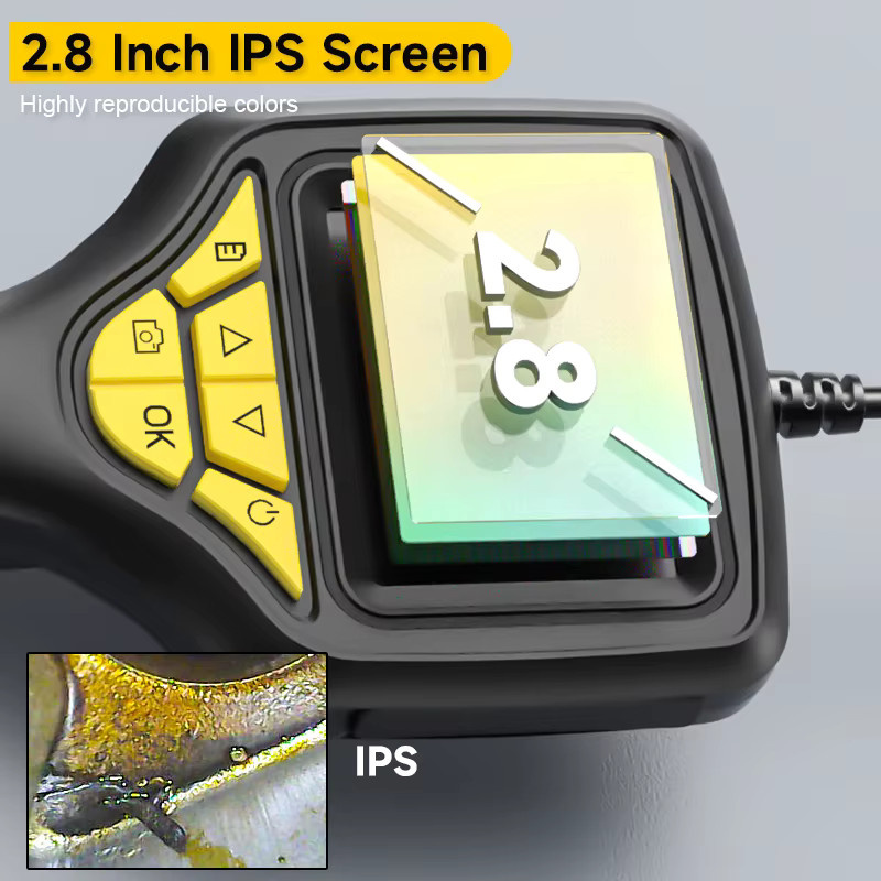 ZEMICAM Handheld Endoskop HD Inspektionskamera mit 2,8 Zoll IPS Display, wasserdichte Sonde mit 3,9 mm Einzelobjektiv sowie 5,5 mm und 8 mm Dual- bzw. Dreifachobjektiv, Farbe: Schwarz - Bild 2