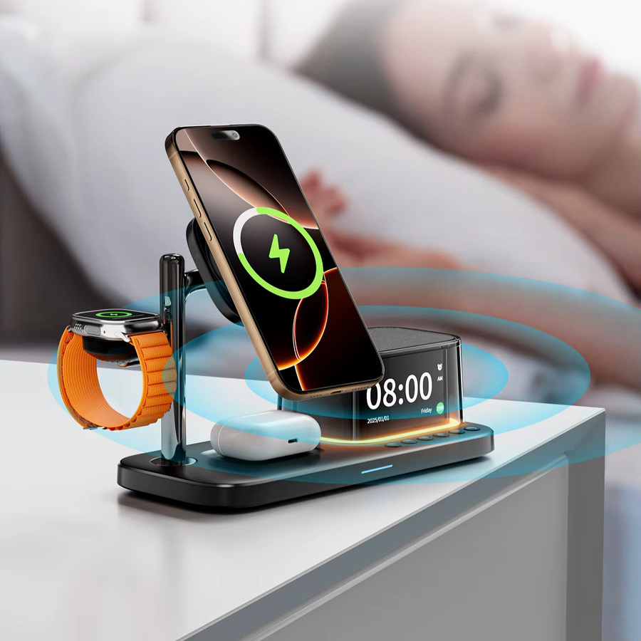 HAAYOT Magnetische kabellose Ladestation mit QI2.2 25 W für iPhone 17 16 Pro Max, Galaxy S25 S26, Apple & Galaxy Watch sowie AirPods und Buds, Schwarz - Bild 4