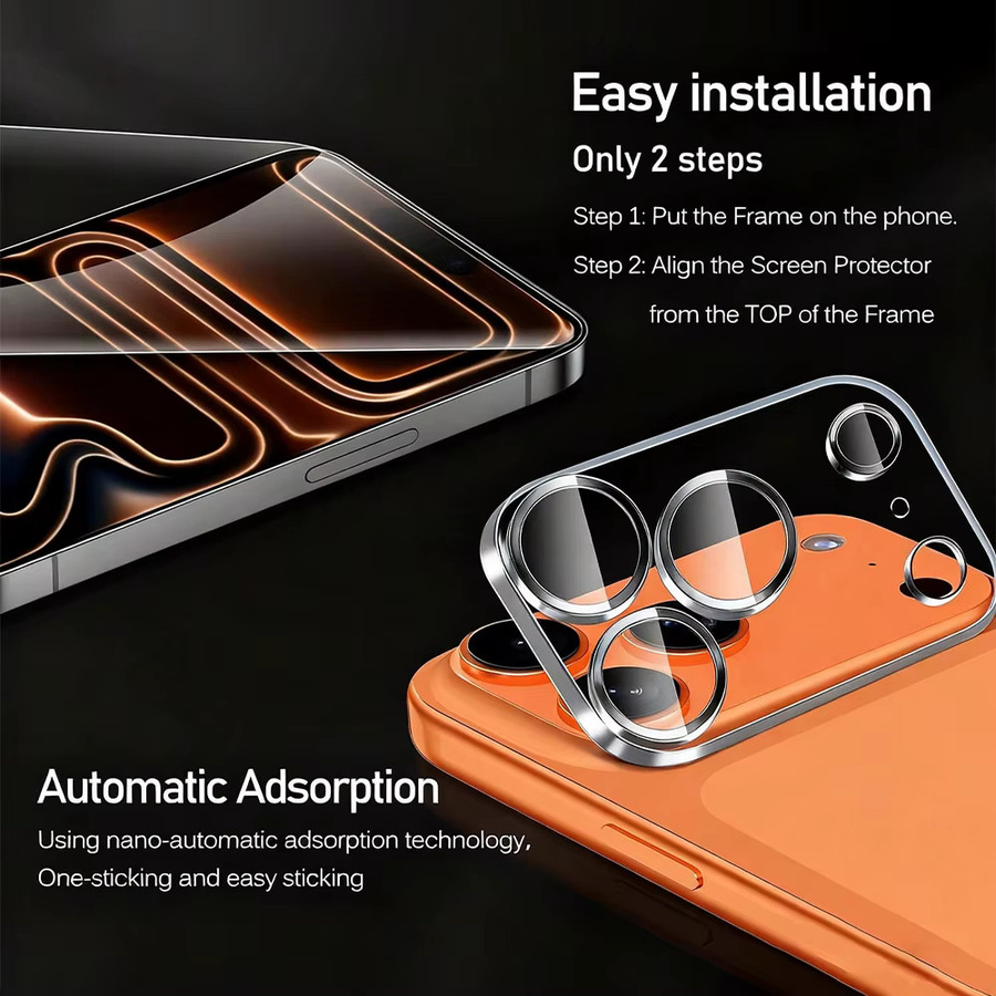NNBILI 6-in-1 Schutzset für iPhone 17 Pro Max mit 3 Panzerglas-Displayschutzfolien (6,9 Zoll) und 3 Kameralinsen-Schutzfolien in Transparent - Bild 3