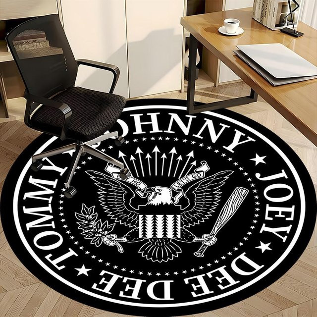 Runder Teppich Ramones von BestDream007 in Schwarz, modern und abstrakt, Durchmesser: 150 cm - Bild 1