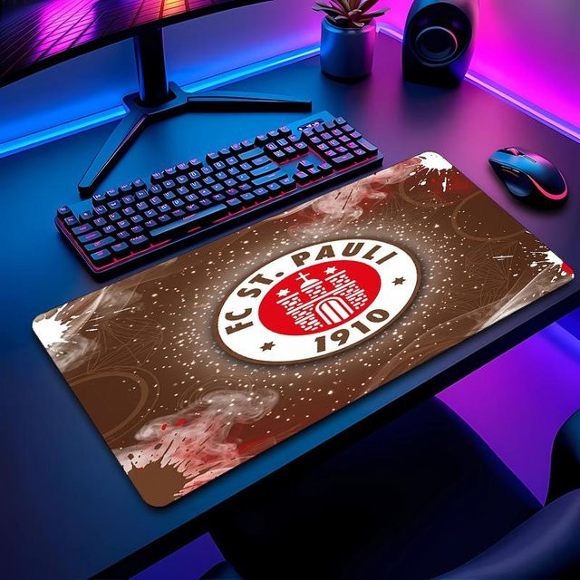 FC St. Pauli Fußball Druck Mauspad von Limi Supply B, rutschfeste und wasserdichte Schreibtischmatte in Braun, B: 60 cm, T: 30 cm - Bild 1