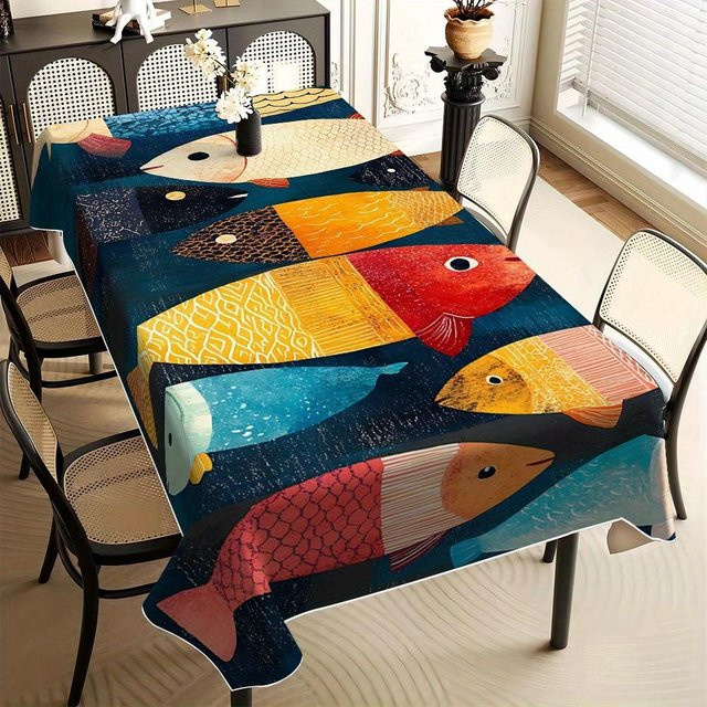 JMG Household Supplies Tischdecke mit Fischmuster in Mehrfarbig, Rechteckig, B/T: 140 x 180 cm - Bild 1