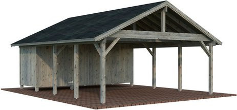 Palmako Carport Robert mit Geräteraum aus Fichtenholz in Grau, B/T/H: 637 x 764 x 363 cm - Bild 2