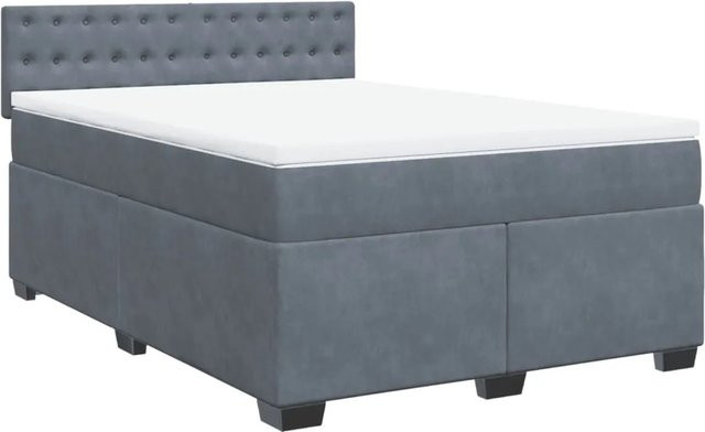vidaXL Boxspringbett mit Matratze in Dunkelgrau aus Samt, Hybrid-Design mit Taschenfederkern, B/T: 140 x 200 cm - Bild 1