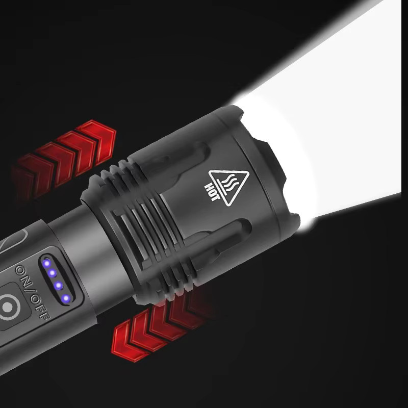 JIASHUAIXIN XHP99 Taktische Taschenlampe mit XHP70 LED, 5 Lademodi, Stiftclip und Angriffskopf in Schwarz - Bild 3