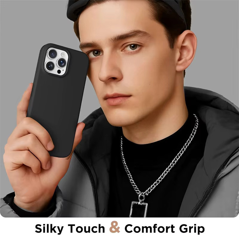 Newteneight Magnetische Flüssigsilikon Schutzhülle für iPhone kompatibel mit MagSafe in Orange oder Schwarz - Bild 6