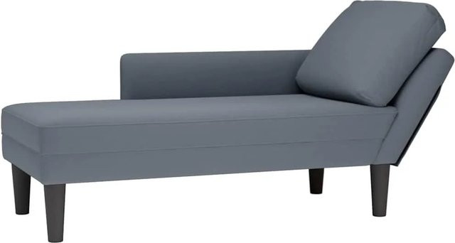 vidaXL Chaiselongue aus Samt mit Kissen und rechter Armlehne, Dunkelgrau, B/T/H: 132,0 x 70,0 x 56,0 cm - Bild 1